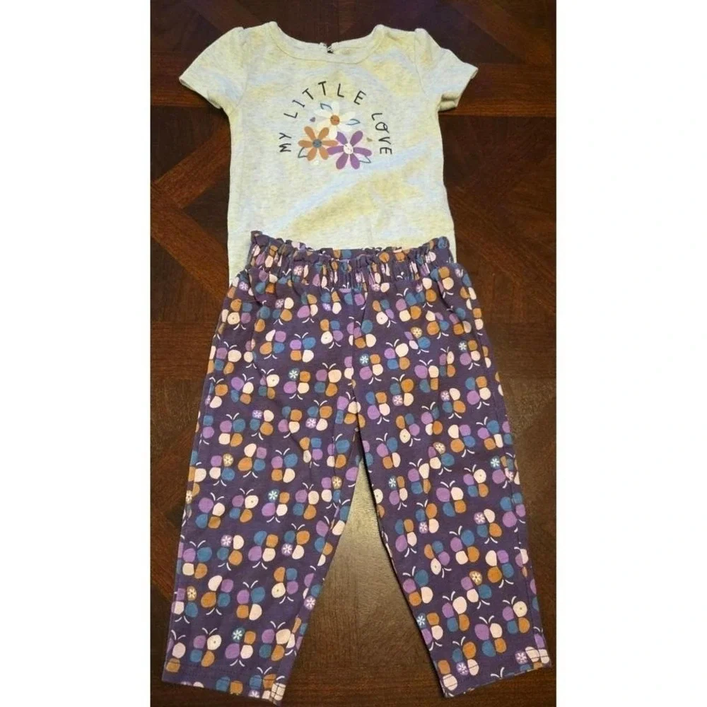 Carters Baby Girl 9 Months 3 Outfit Set Hearts‎ Stripes Butterflies 6pc Lot